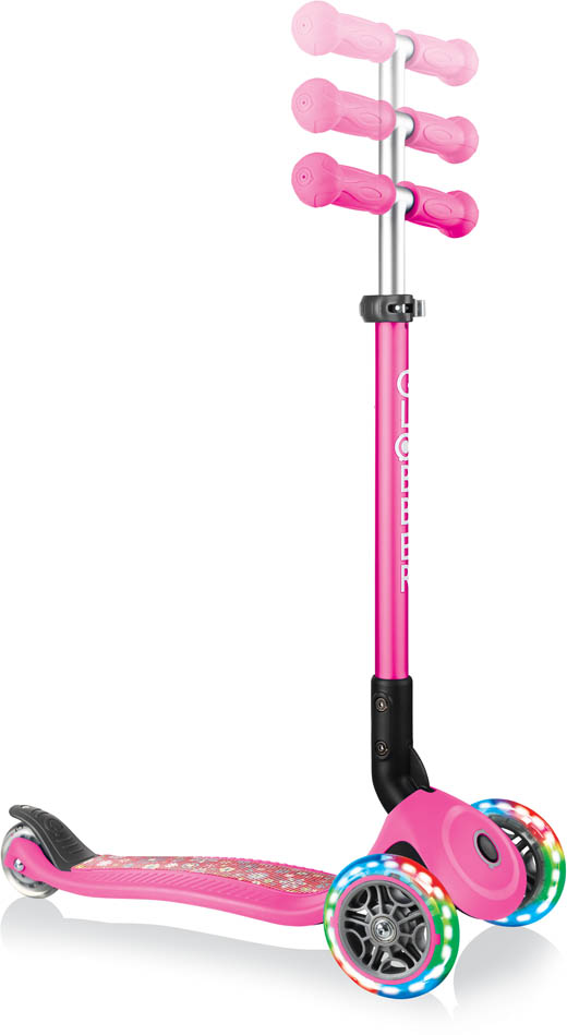 Globber Trottinett | Primo Foldable Fantasy Lights | Neon pink flowers