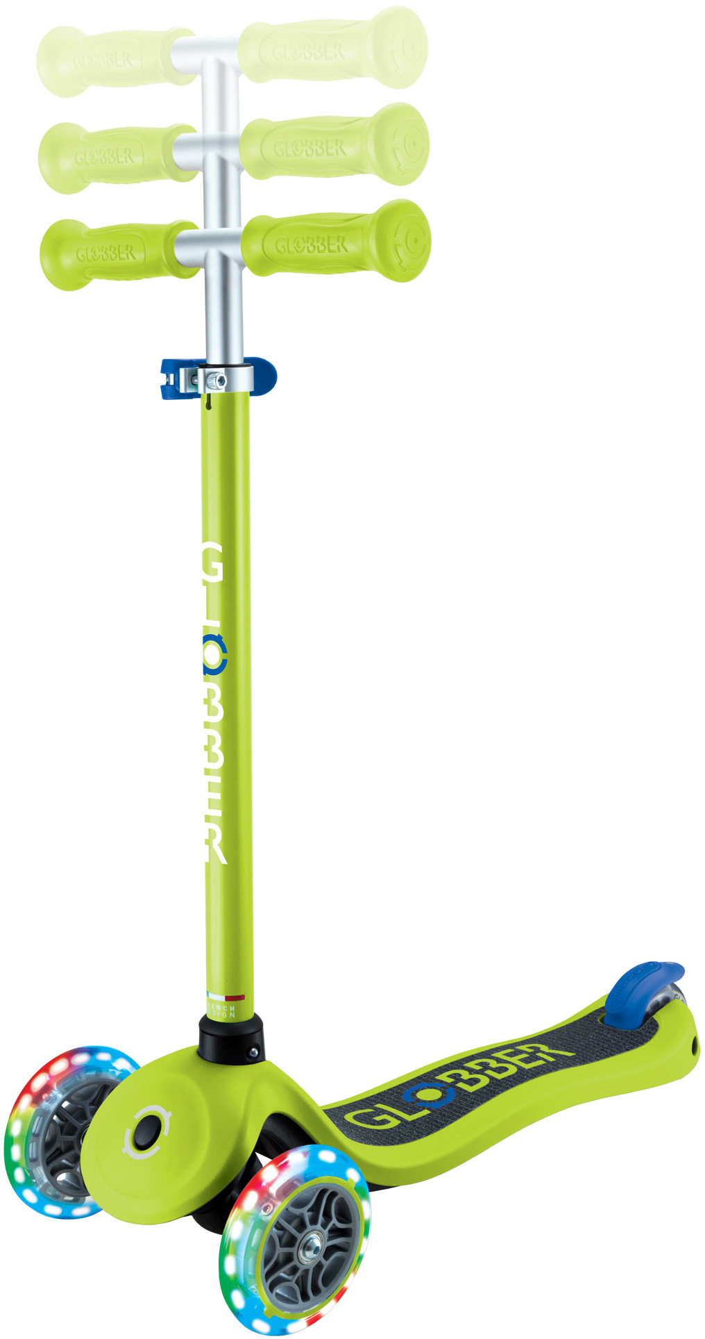 Globber Mini Scooter | Primo Lights | Lime green - Navy blue