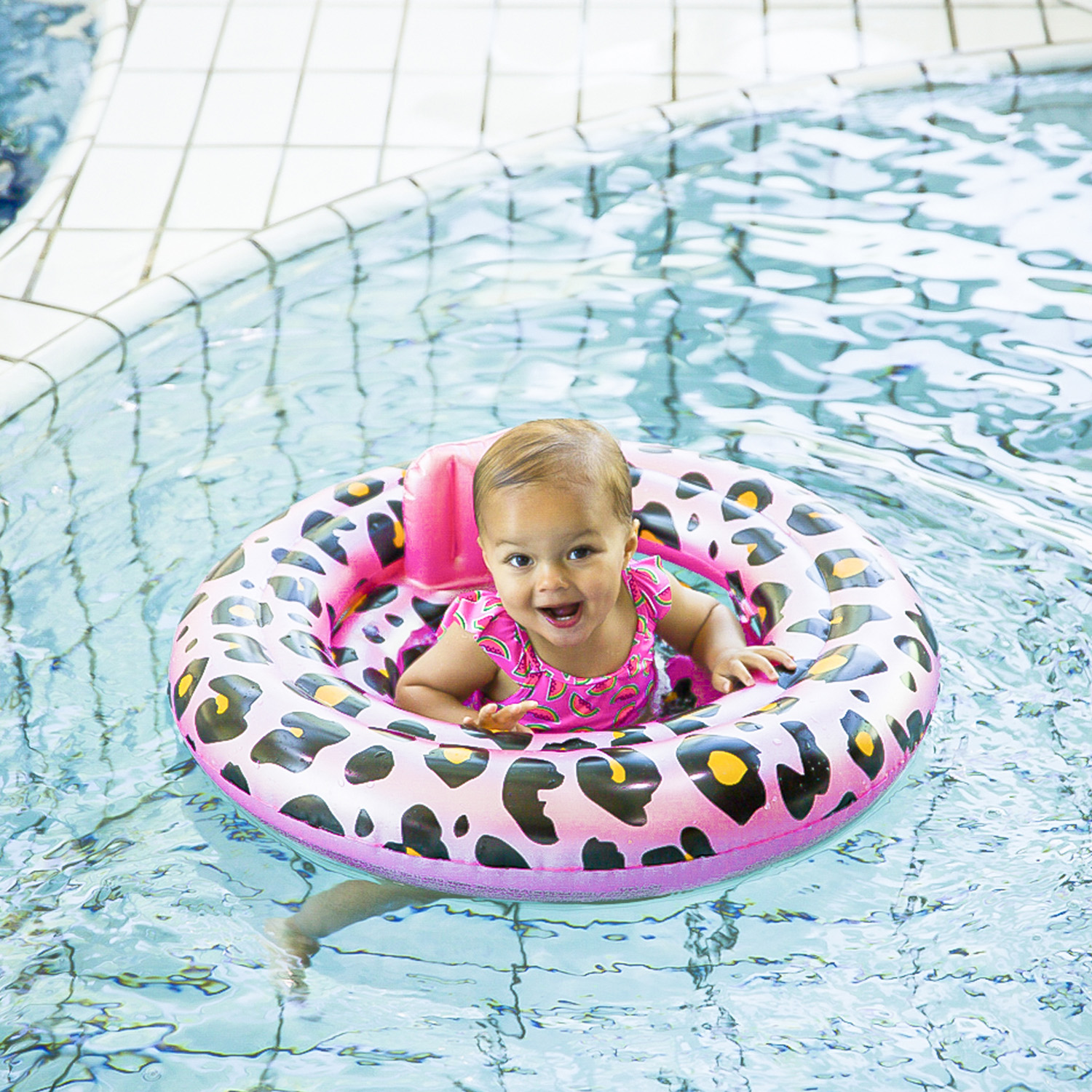 Swim Essentials | Baby-Schwimmsitz 0-1 Jahre | Rose Gold Leopard