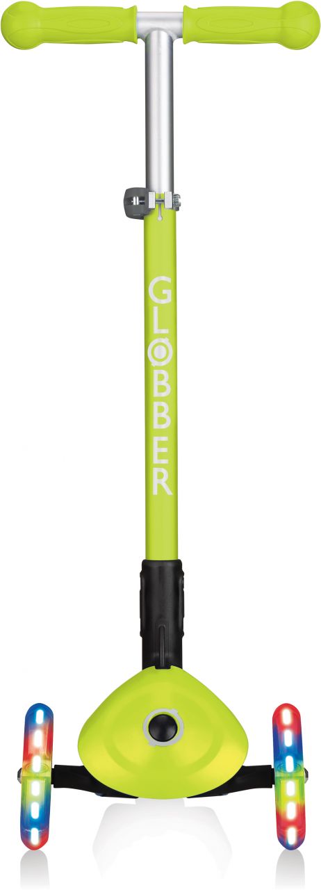 Globber Mini Scooter | Primo Foldable Lights | Anodized T-Bar | Limettengrün