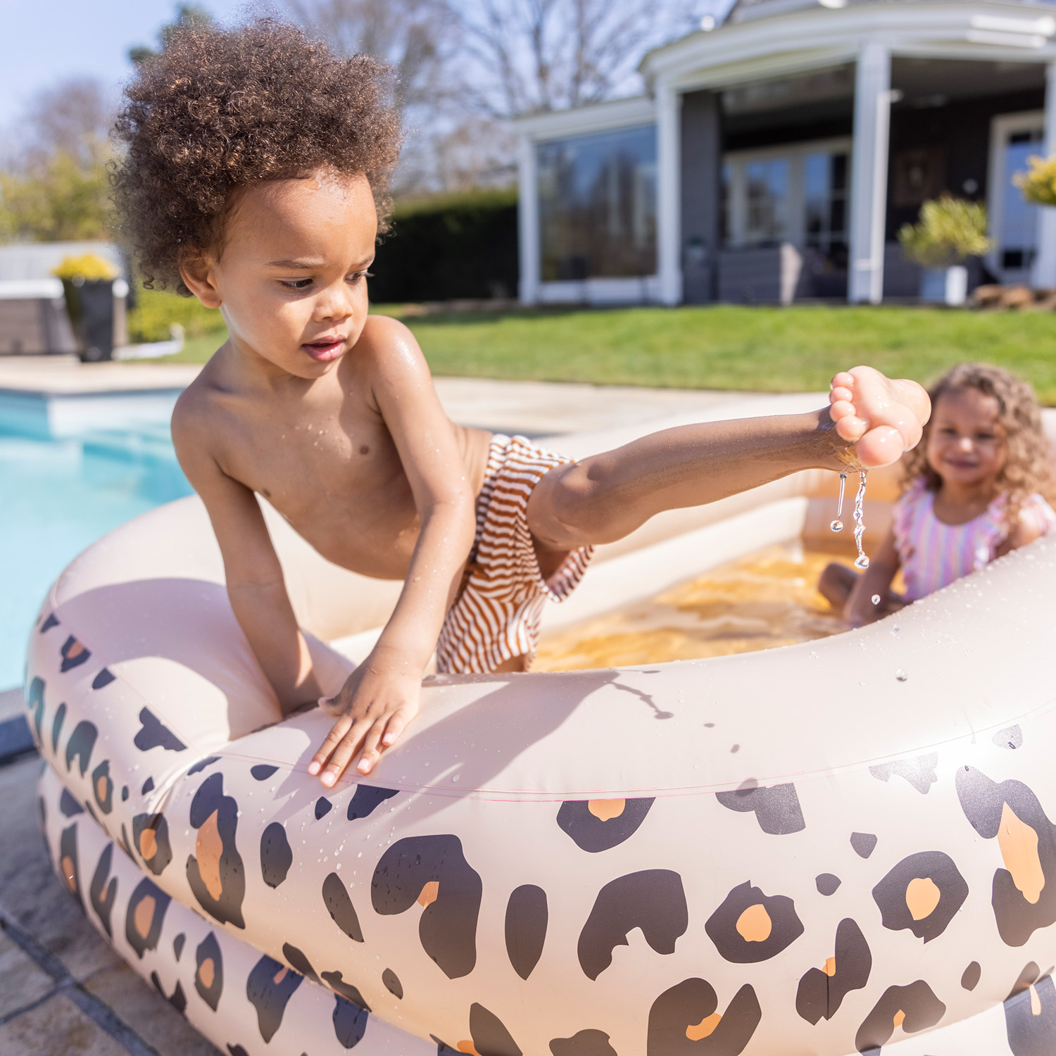 Swim Essentials | Kinderpool 210cm | Beige Leopard